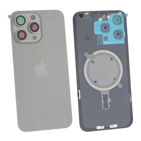 Задняя крышка Apple iPhone 15 Pro Max со стеклом камеры и магнитом Original, Natural Titanium (Натуральный титан) 10006101 фото