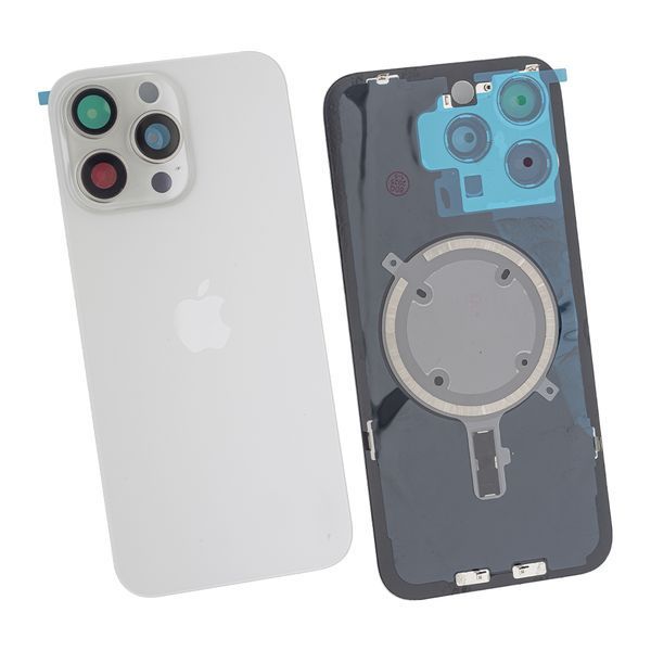 Задняя крышка Apple iPhone 15 Pro Max со стеклом камеры и магнитом Original, White Titanium (Белый титан) 10006102 фото