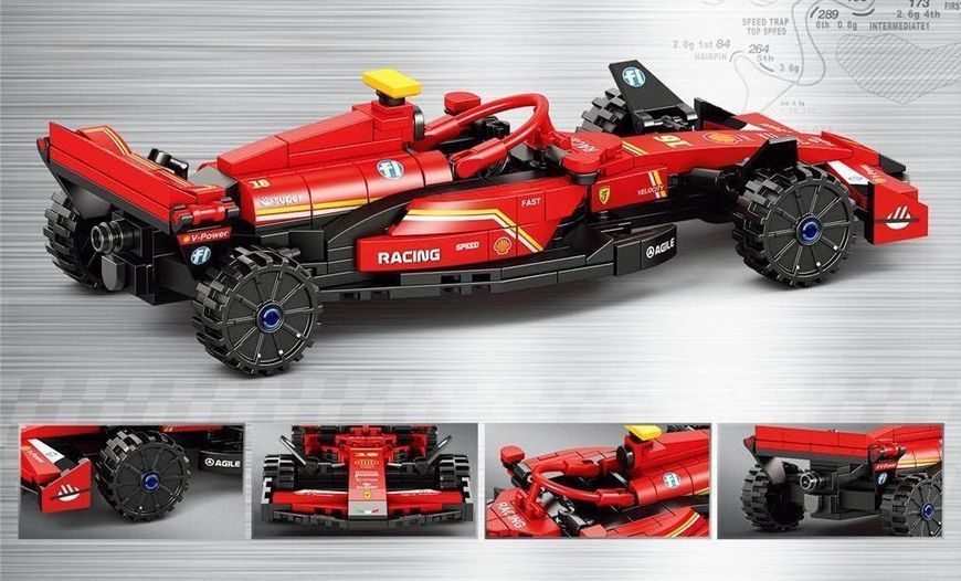 Конструктор Формула 1, Formula 1 &ndash; красный болид, спортивный автомобиль (спорткар), 289 деталей, 22,7&times;9,5&times;5,6 см Cn13 фото
