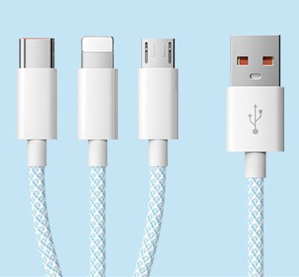 Зарядный кабель 3 в 1 . 1,5 метра . Type-C + Lightning + Micro USB Kb-15 фото