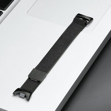 Металлический ремешок для фитнес-браслета, совместимый с Xiaomi Mi Band 8 / Mi Band 9 / Mi band 10, черный цвет Rm-1a фото