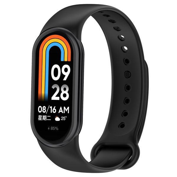 Силиконовый ремешок для фитнес-браслета, совместимый с Xiaomi Mi Band 8 / Mi Band 9 / Mi band 10 , черный Rm-2a фото