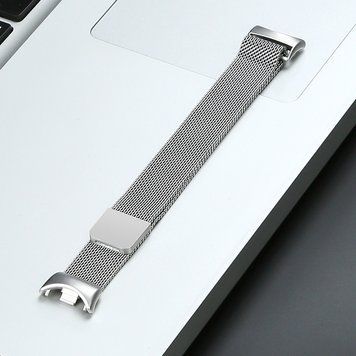 Металлический ремешок для фитнес-браслета, совместимый с Xiaomi Mi Band 8 / Mi Band 9 / Mi band 10 серебряный цвет Rm-1b фото