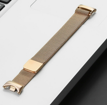 Металлический ремешок для фитнес-браслета, совместимый с Xiaomi Mi Band 8 / Mi Band 9 / Mi band 10 золотой цвет Rm-1c фото