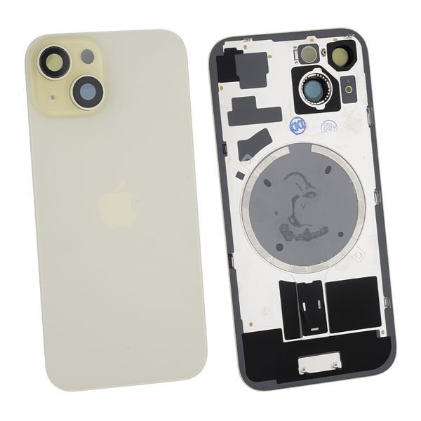 Задняя крышка Apple iPhone 15 со стеклом камеры и магнитом Original, Yellow (Жёлтый) 10006088 фото